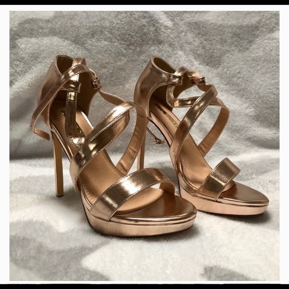 Liliana Shoes - Liliana rose gold strappy platform heels